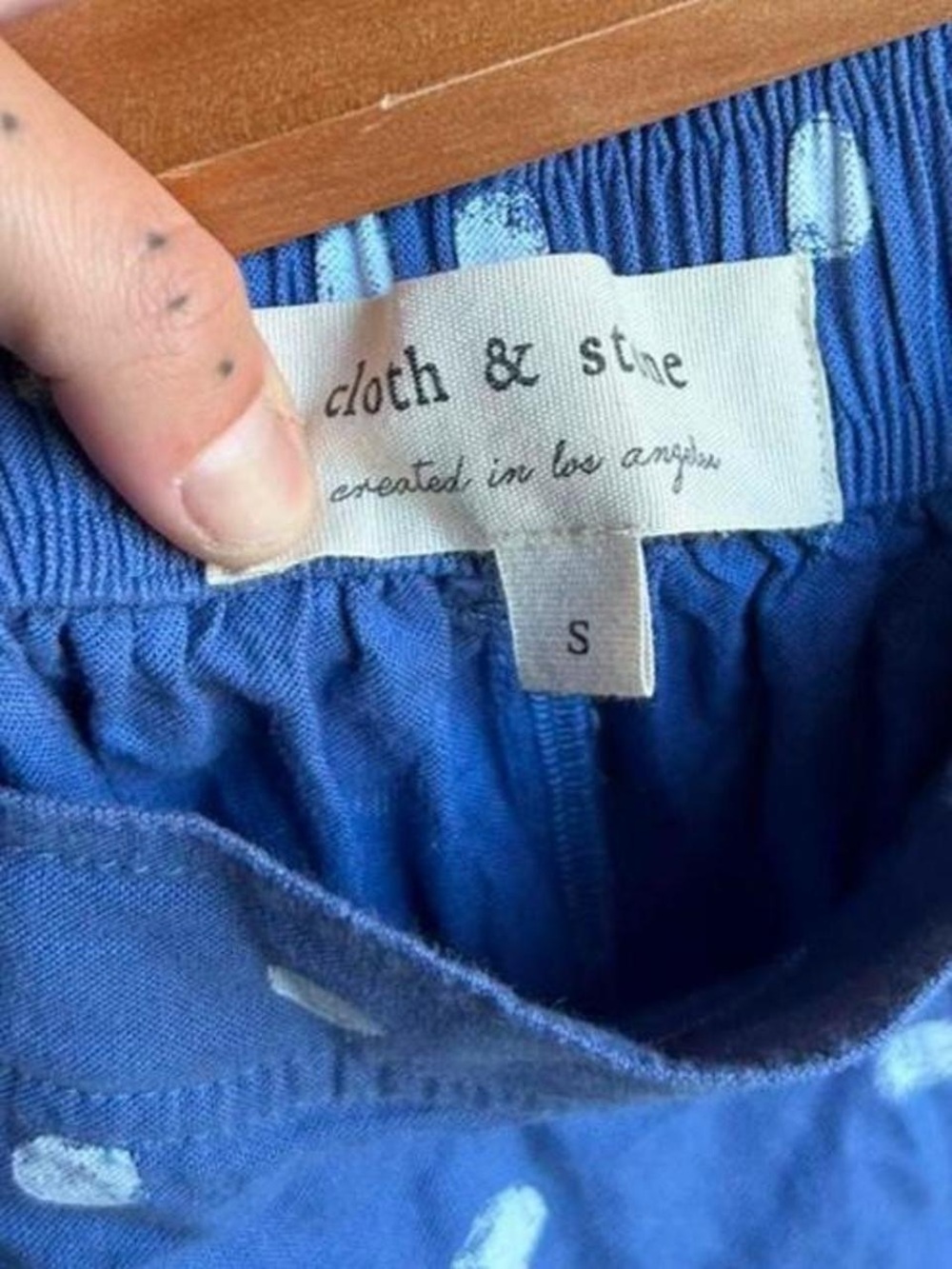 Anthropologie Blue Polka Dot Wide-Leg Pants - Picture 6 of 8